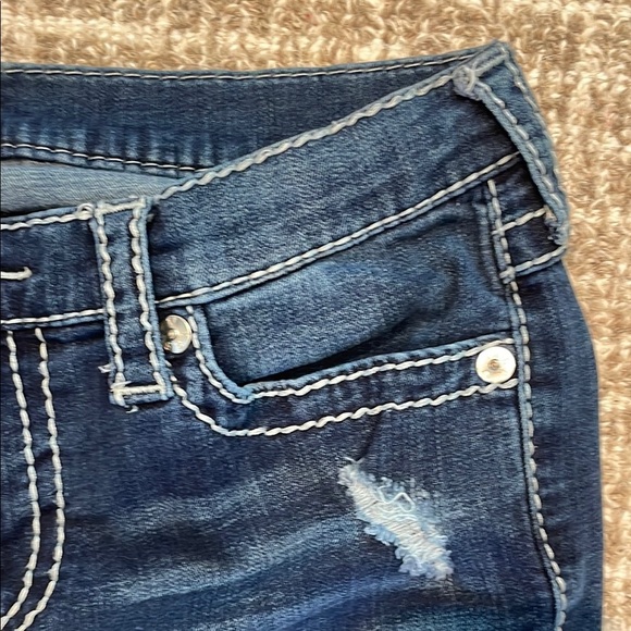 Women’s TRUE RELIGION Bootcut Distressed Blue Jeans Sz 30 - Picture 4 of 8